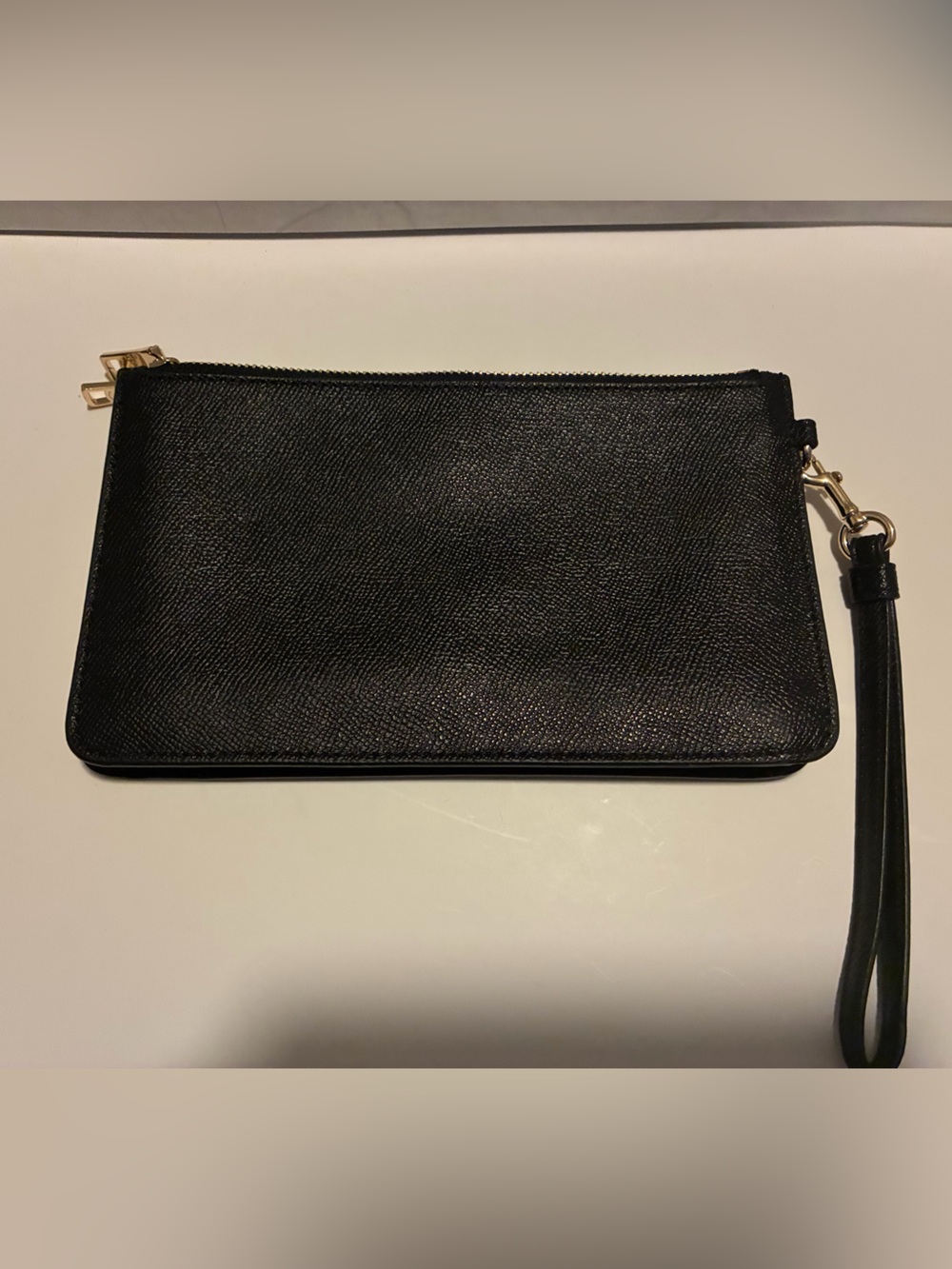 Coach Black Leather Wristlet with Gold Logo - Picture 2 of 6